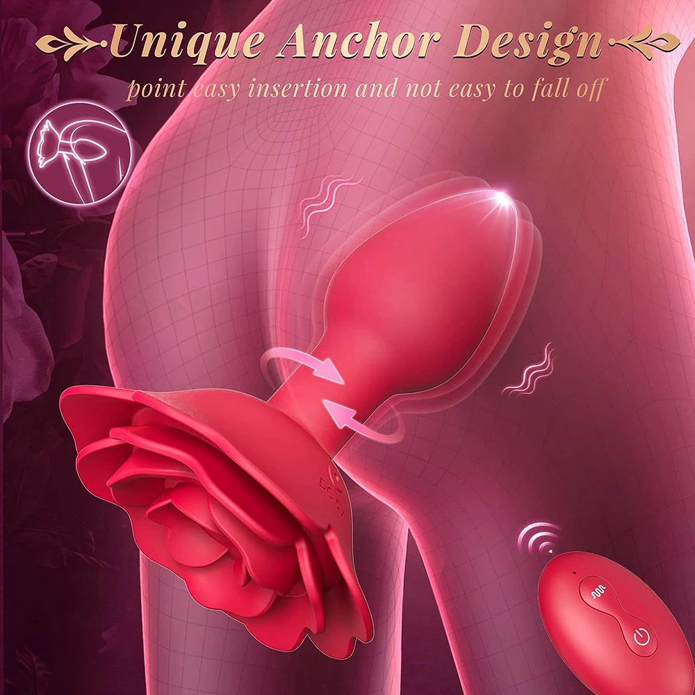 Rose Anal Plug 360° Rotation Vibrator Prostate Massage Butt Plug Vaginal Stimulator Wireless Remote Control Sex Toys For Women Rose Anal Plug 360° Rotation Vibrator Prostate Massage Butt Plug Vaginal Stimulator Wireless Remote Control Sex Toys For Women