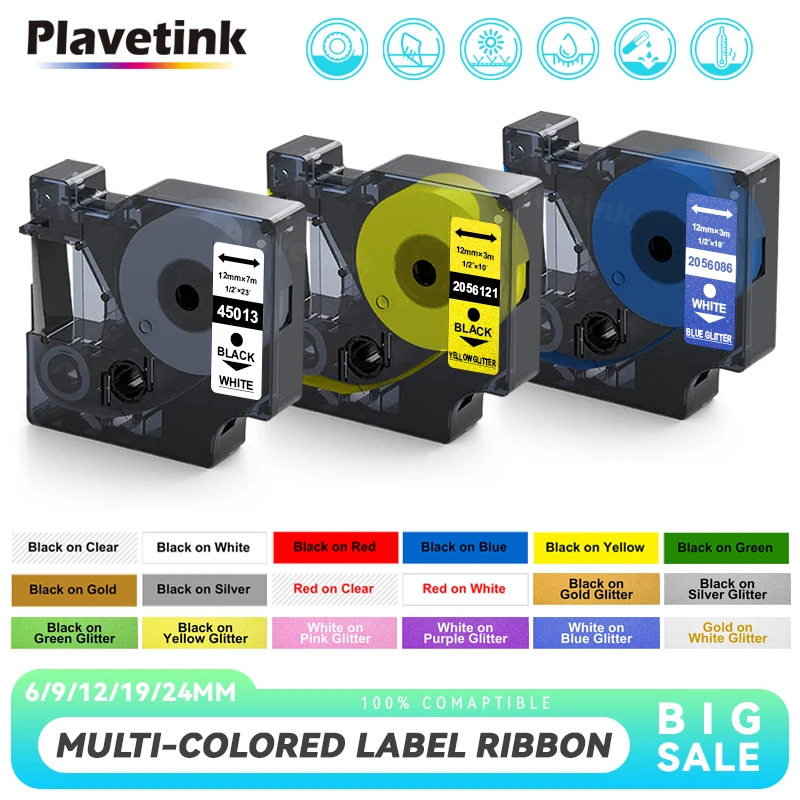PLAVETINK 45013 12mm Label Compatible D1 Glitter Label Tape for Dymo Label Maker LabelManager 160 420P 280 LabelWriter 450
PLAVETINK 45013 12mm Label Compatible D1 Glitter Label Tape for Dymo Label Maker LabelManager 160 420P 280 LabelWriter 450