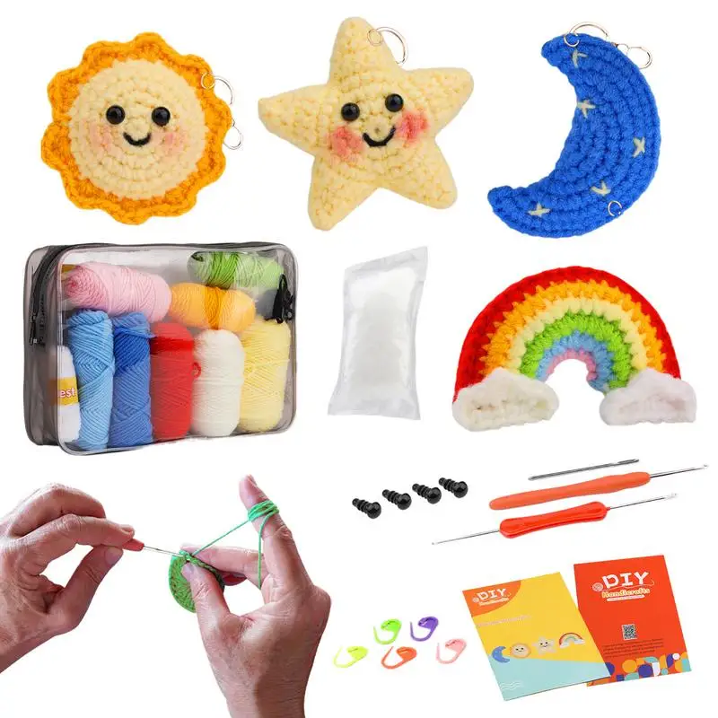 Beginner Crochet Kit Sun Star Moon Crochet Kit Needle knitting kit with Step-by-Step Video Tutorials DIY Crafts for Adults Kids
Beginner Crochet Kit Sun Star Moon Crochet Kit Needle knitting kit with Step-by-Step Video Tutorials DIY Crafts for Adults Kids