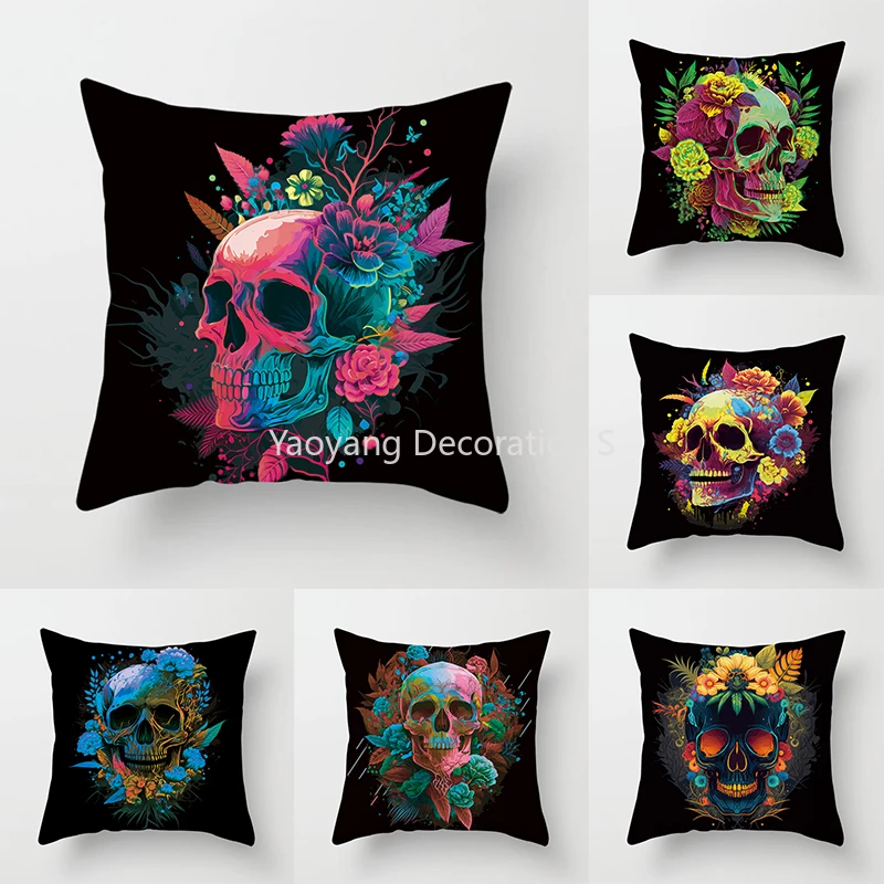 Colorful skull fashion set decorative printing square pillowcase car sofa fashion cushion cover 45*45cm home improvement
Colorful skull fashion set decorative printing square pillowcase car sofa fashion cushion cover 45*45cm home improvement