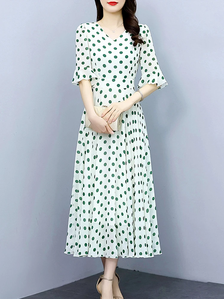 

Женское винтажное платье миди с цветочным принтом, повседневное Элегантное длинное шифоновое платье в Корейском стиле для выпускного вечера, лето 2024