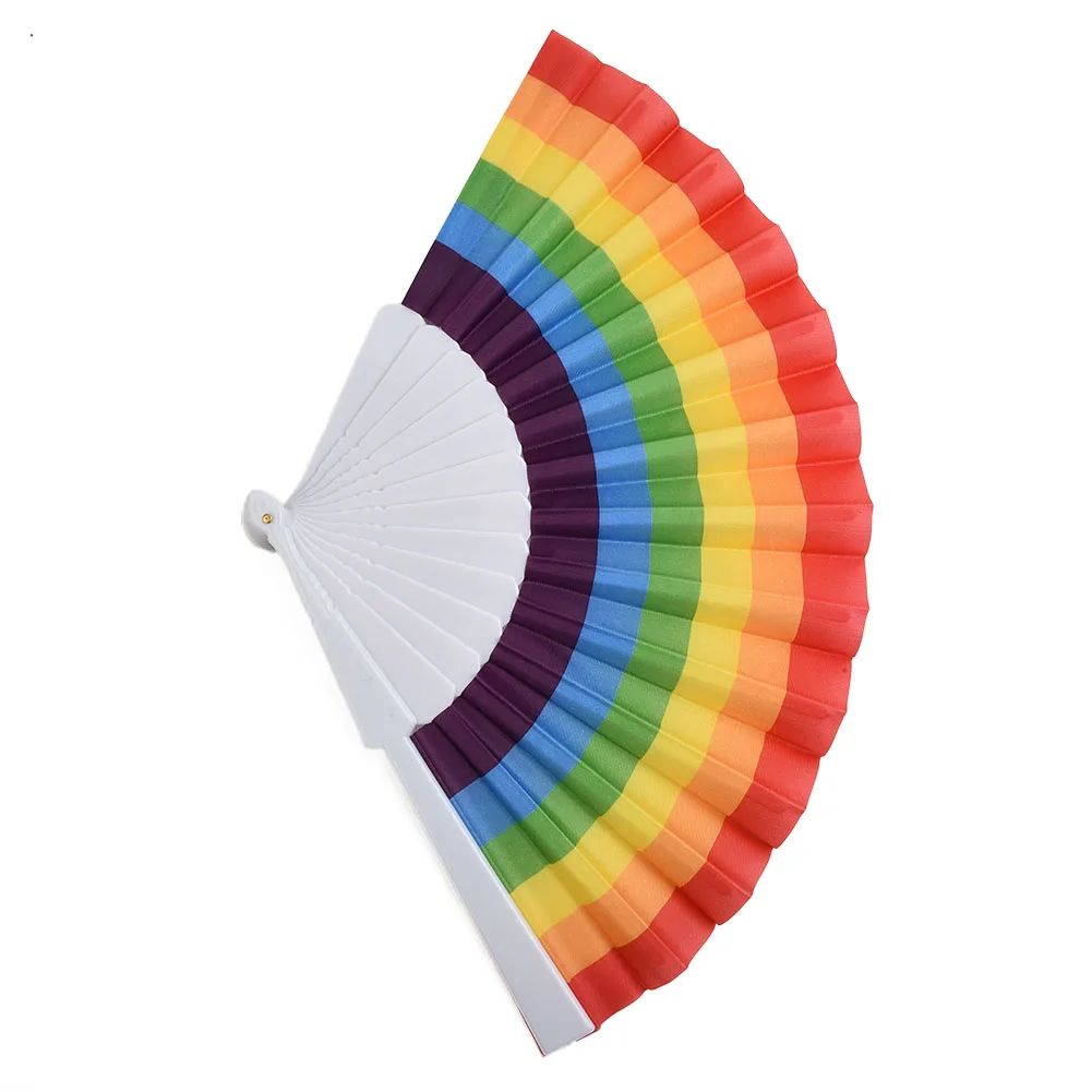 

Декоративные веера Радужный ручной складной веер для танцев, пластиковые ребра для украшения гомосексуалистов