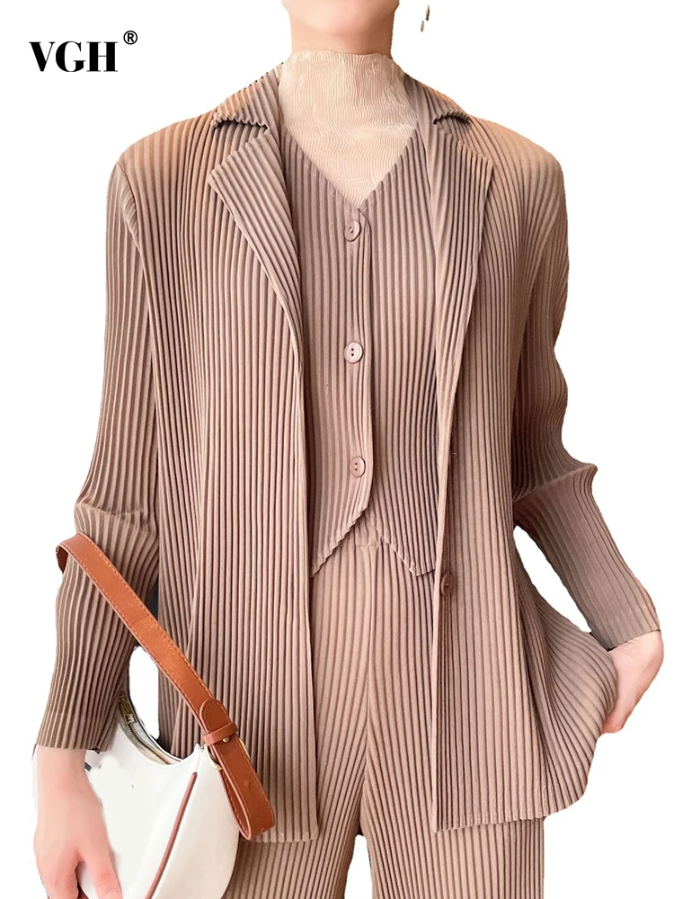 VGH Casual Folds Solid Blazers For Women Notched Collar Long Sleeve Patchwork Single Breasted Slimming Blazer Female Fashion New
VGH Casual Folds Solid Blazers For Women Notched Collar Long Sleeve Patchwork Single Breasted Slimming Blazer Female Fashion New