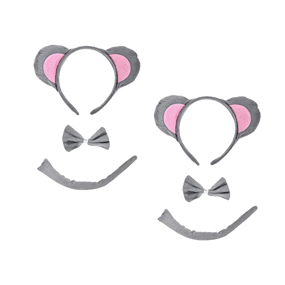 

Набор костюмов для мыши, повязка на голову с ушками, галстук-бабочка и хвост, Детский костюм крысы, 2 комплекта