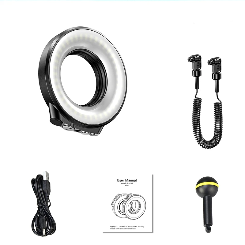 

Photography Waterproof Ring Light Direct Broadcasting Room Background RGB Light Fill Light 1200LM Ring Diving Fill Light Black