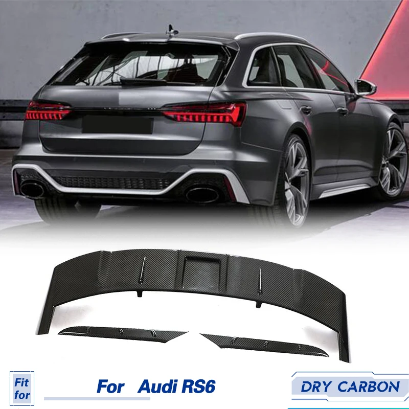 

Car Rear Roof Spoiler Wings Dry Carbon For Audi RS6 Avant Wagon 4-Door 2019-2021 Rear Window Roof Wing Spoiler Car Accessories