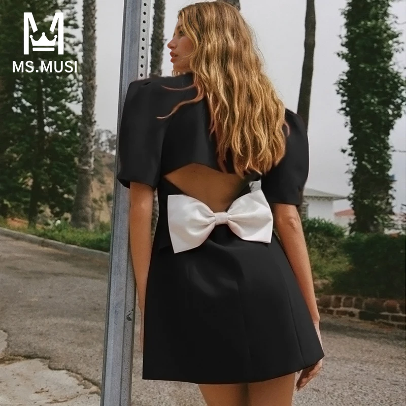 MSMUSI 2023 New Fashion Women Sexy Crystal Button Turn Down Collar Short Sleeve Bow Backless Bodycon Party Club Event Mini Dress
MSMUSI 2023 New Fashion Women Sexy Crystal Button Turn Down Collar Short Sleeve Bow Backless Bodycon Party Club Event Mini Dress