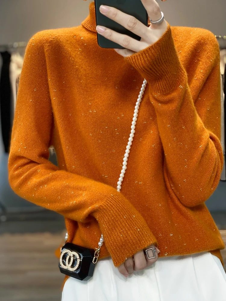 Women's Winter Turtleneck Sweater, 100% Pure Merino Wool Sweater, Threaded Long Sleeve, Knitted Bean Yarn Jumper, Bottoming Tops
Women's Winter Turtleneck Sweater, 100% Pure Merino Wool Sweater, Threaded Long Sleeve, Knitted Bean Yarn Jumper, Bottoming Tops