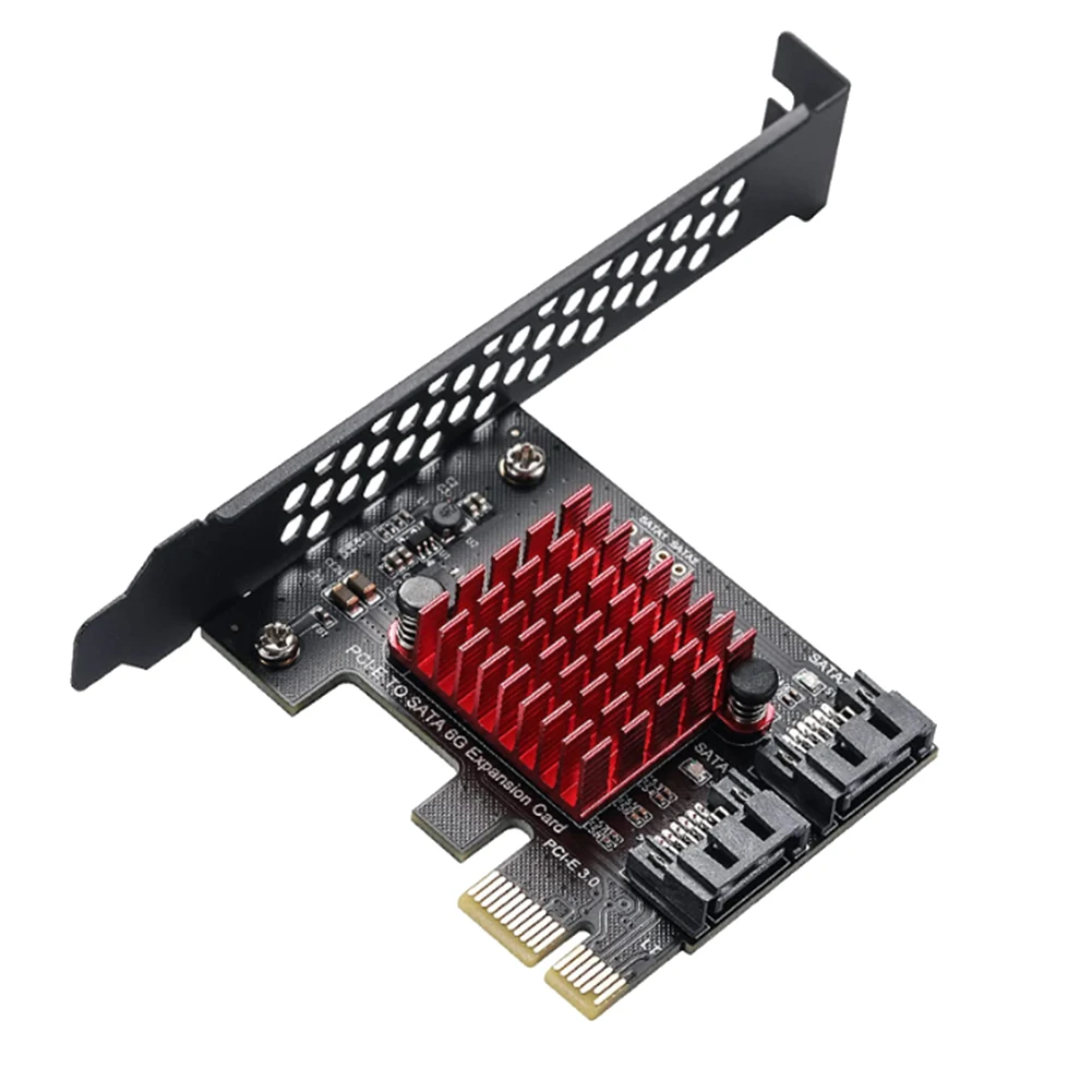 

PCIe to 2 Ports SATA 3 III 3.0 6 Gbps SSD Adapter PCI-E PCI Express X1 Controller Board Expansion Card Support X4 X6