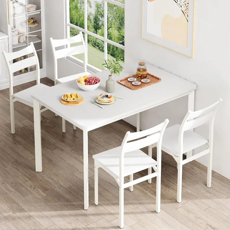 Dining Table Set for 4 Wood Kitchen Table Chairs Set of 4, Classics Dining Table and Chairs, 5 Piece Dining Set
Dining Table Set for 4 Wood Kitchen Table Chairs Set of 4, Classics Dining Table and Chairs, 5 Piece Dining Set