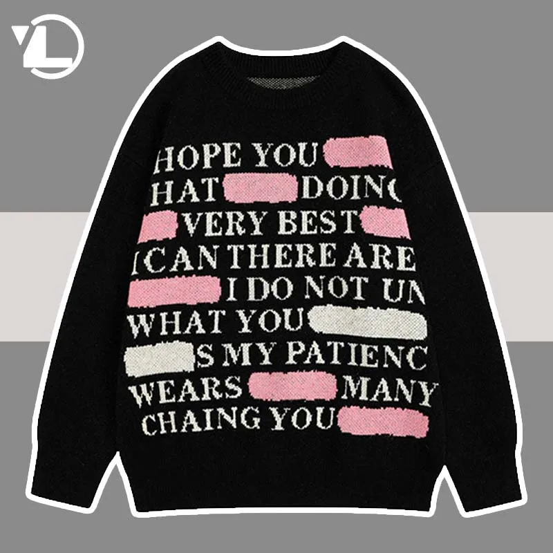 High Street Knitted Sweater Men Women Hip Hop Vintage Letter Print Pullover Unisex Autumn Winter Retro Harajuku Oversize Jumper
High Street Knitted Sweater Men Women Hip Hop Vintage Letter Print Pullover Unisex Autumn Winter Retro Harajuku Oversize Jumper