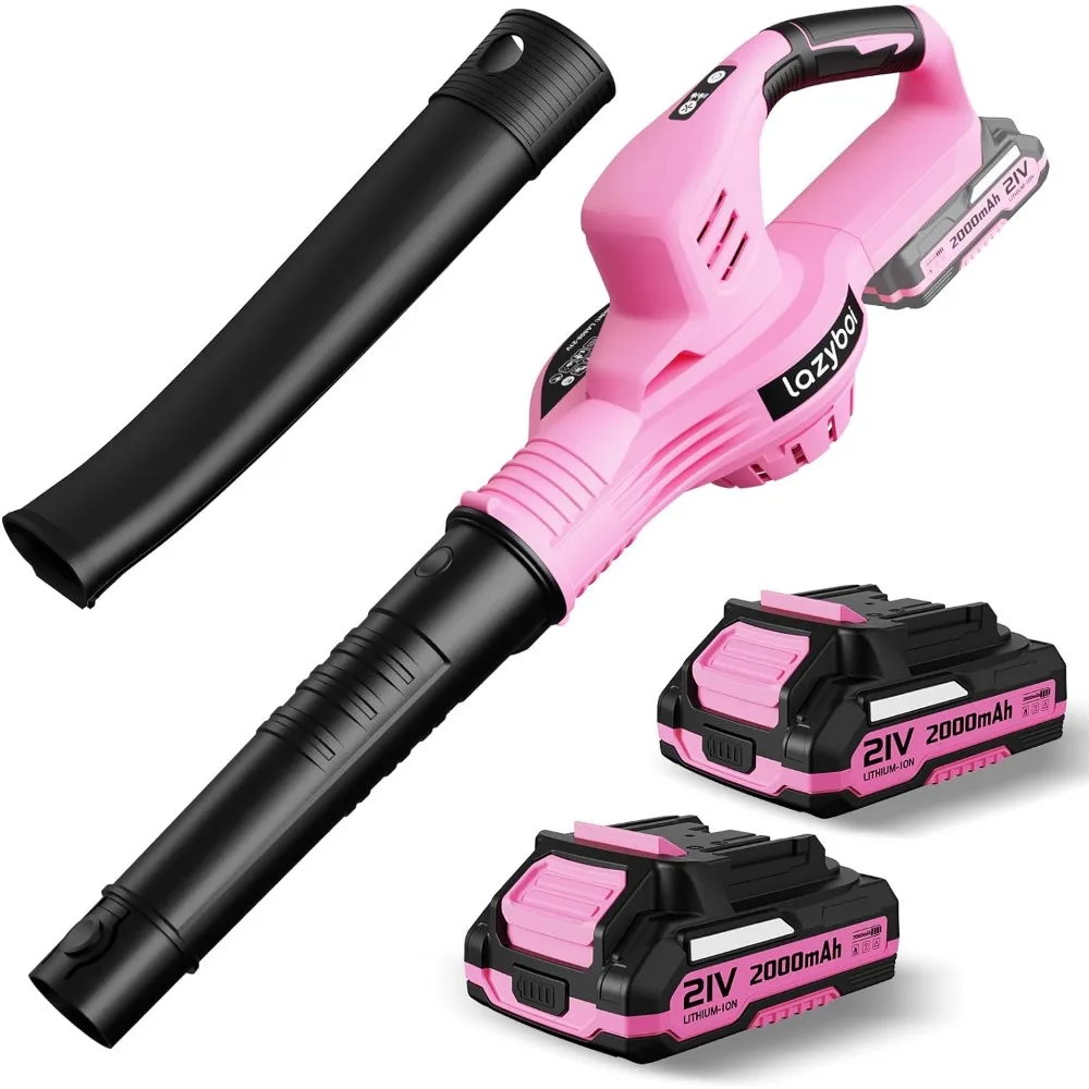 

Leaf Blower Cordless with 2 Batteries and Charger, 150MPH Pink Electric Leaf Blower, 2.0Ah Battery Powered Leaf Blowers