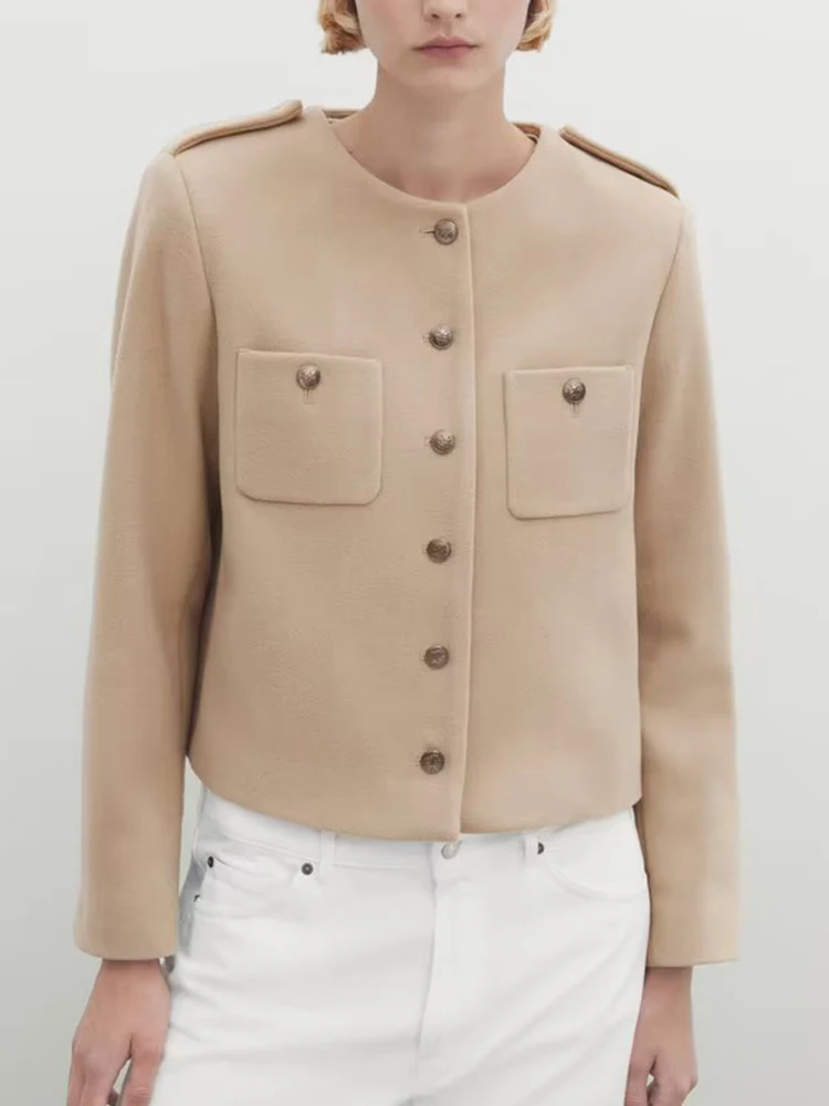 TRAF Fashion Women Solid Warm Jacket Coat 2023 Office Lady O-Neck Long Sleeve Jacket Pockets Single Breasted Coat Autumn Winter 
TRAF Fashion Women Solid Warm Jacket Coat 2023 Office Lady O-Neck Long Sleeve Jacket Pockets Single Breasted Coat Autumn Winter