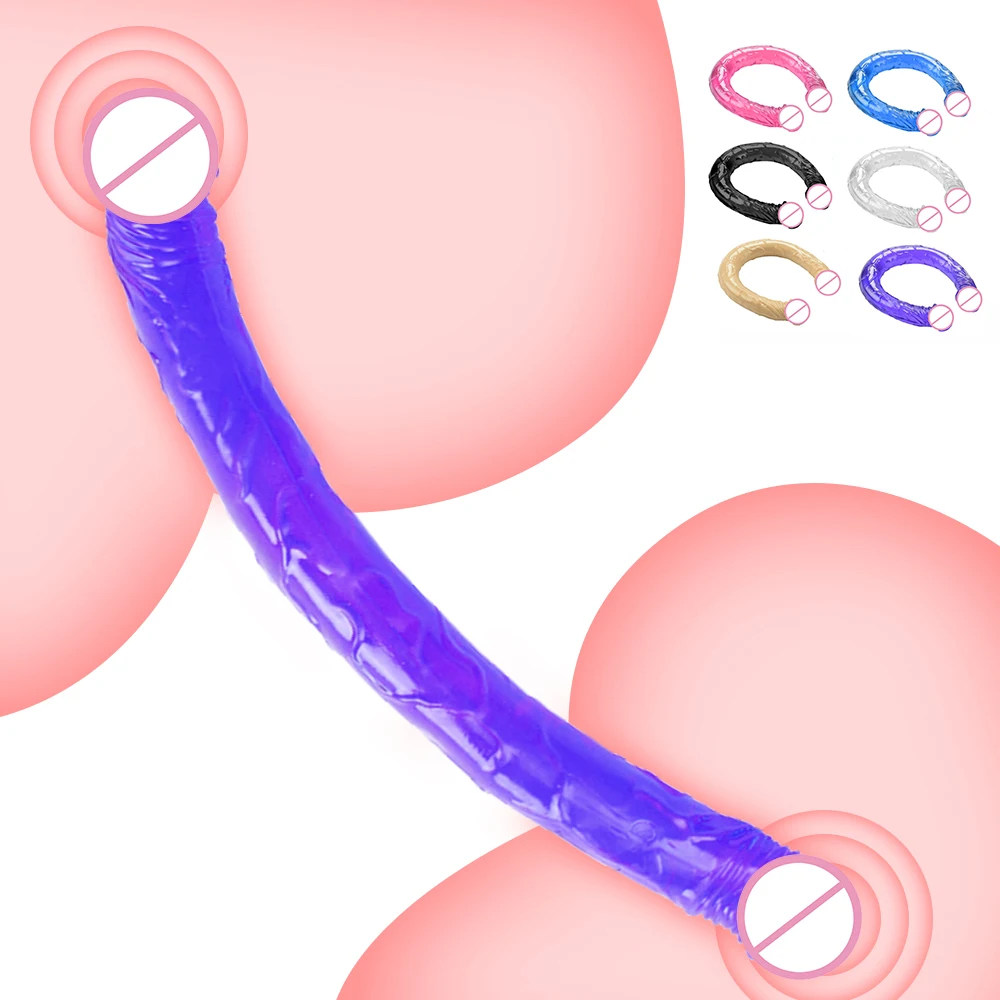 Double Dildo Flexible Soft Cock G-spot Toys Anal Plug Sex Toys for Women Gay Lesbian Vagina Double Ended Dong Artificial Penis Double Dildo Flexible Soft Cock G-spot Toys Anal Plug Sex Toys for Women Gay Lesbian Vagina Double Ended Dong Artificial Penis