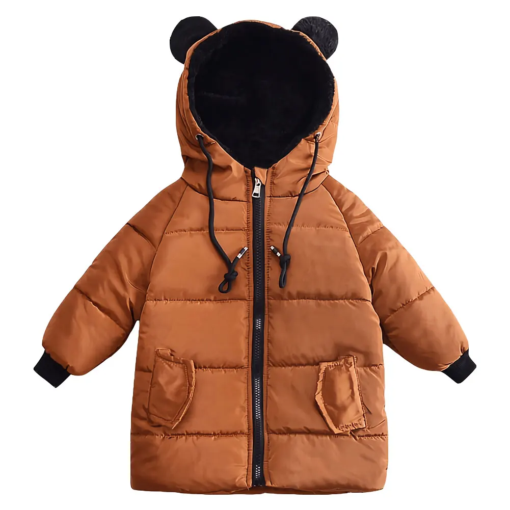 

Baby Boys Puffer Coat with Bear Ear Hoodie Winter Down Jacket Quilted Cotton-Padded Coat Kids Fleece Quilted Outerwear Snowsuit