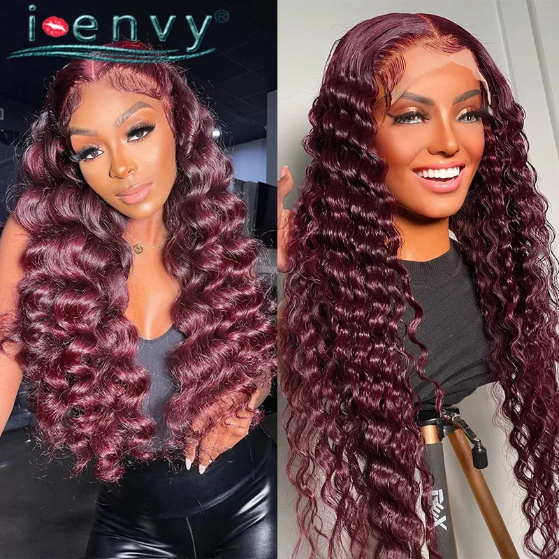 13x6 34 Inch 99J Burgundy Lace Front Human Hair Wigs Loose Deep Wave Transparent Curly Lace Wig Pre-pluck 13x4 Lace Frontal Wigs
13x6 34 Inch 99J Burgundy Lace Front Human Hair Wigs Loose Deep Wave Transparent Curly Lace Wig Pre-pluck 13x4 Lace Frontal Wigs