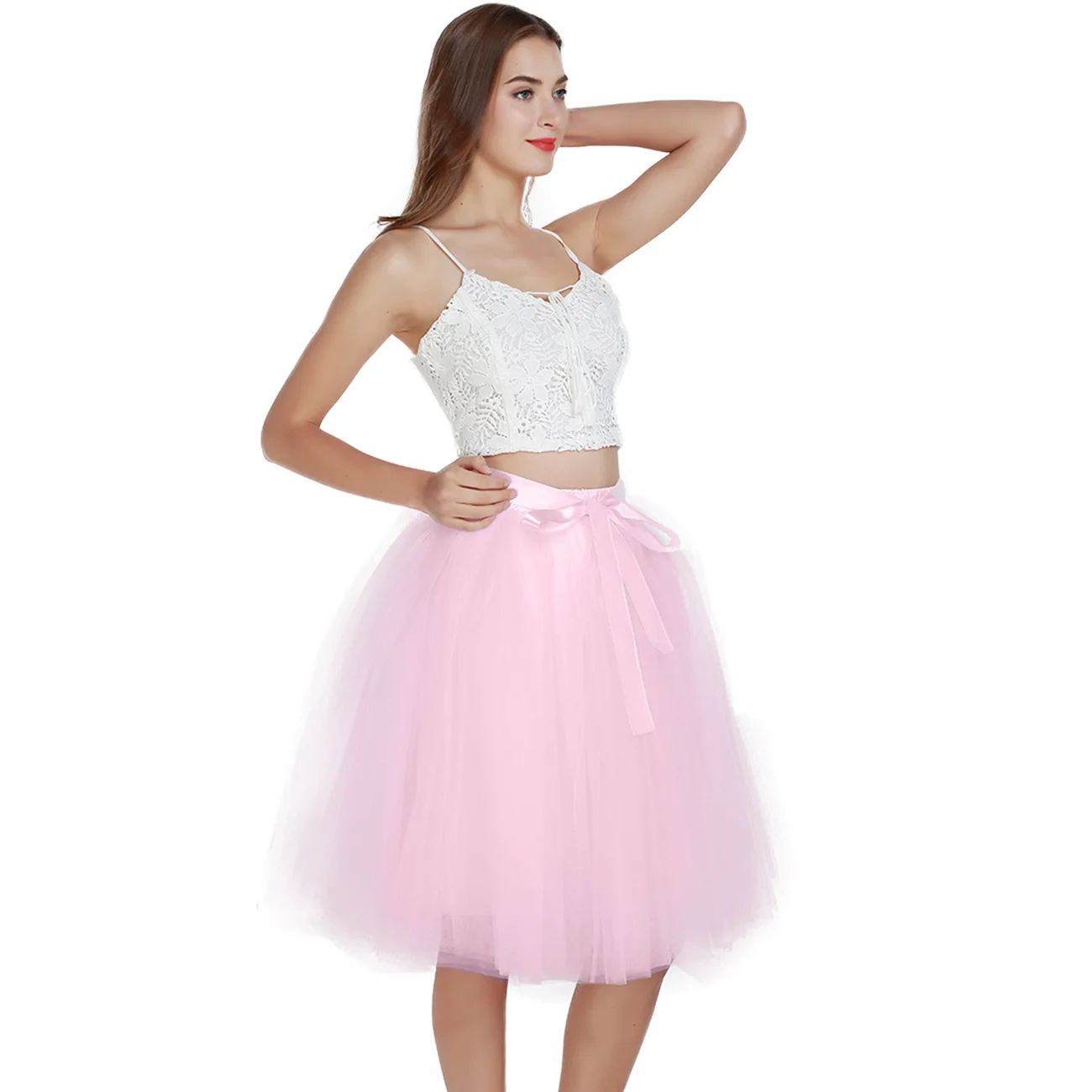 

Explosive Multi-color 6-layer 65CM Mesh Skirt Ballet Tutu Skirt 4 Meters Oversized Bridesmaid Gauze Skirt Petticoat Underskirt