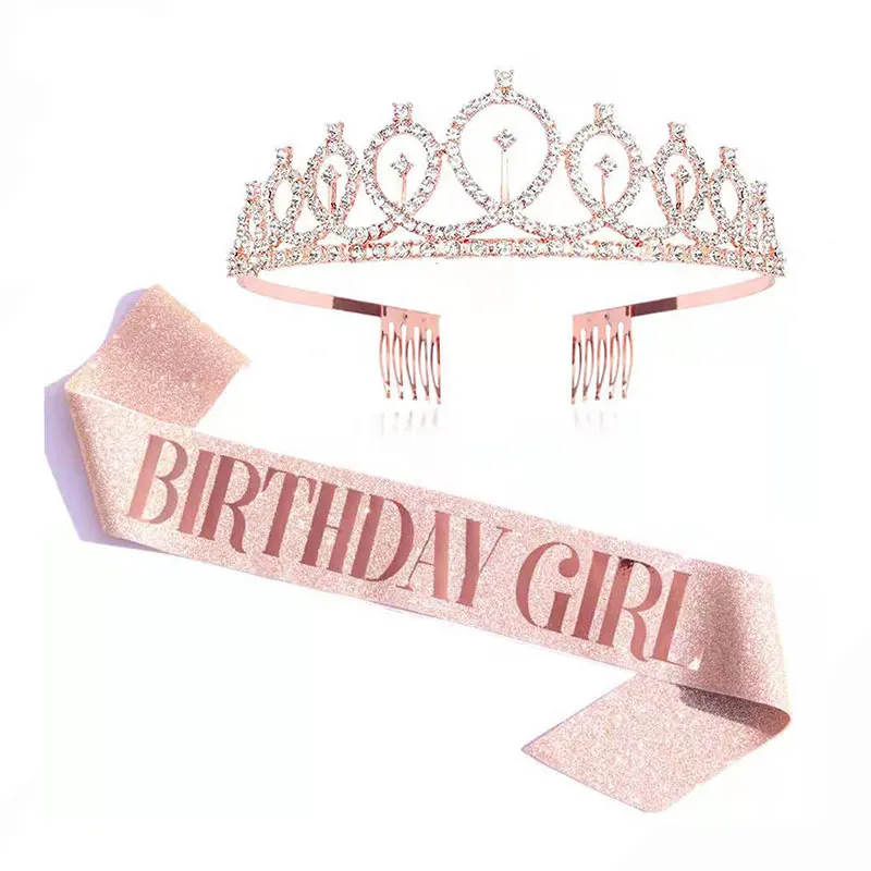 Birthday Party Decoration Rose Gold Satin Sash Crystal Crown Tiara Happy Birthday Party Supplies
Birthday Party Decoration Rose Gold Satin Sash Crystal Crown Tiara Happy Birthday Party Supplies