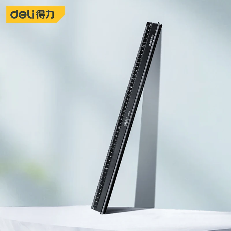 Deli 1Pcs 20/30/45cm Black Aluminium Alloy Ruler Percision Straight Rulers Measuring Ruler Woodworking Drawing Measuring Tools
Deli 1Pcs 20/30/45cm Black Aluminium Alloy Ruler Percision Straight Rulers Measuring Ruler Woodworking Drawing Measuring Tools