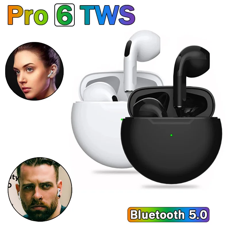 TWS Pro 6 Bluetooth-наушники Наушники Беспроводная гарнитура Умные сенсорные спортивные
