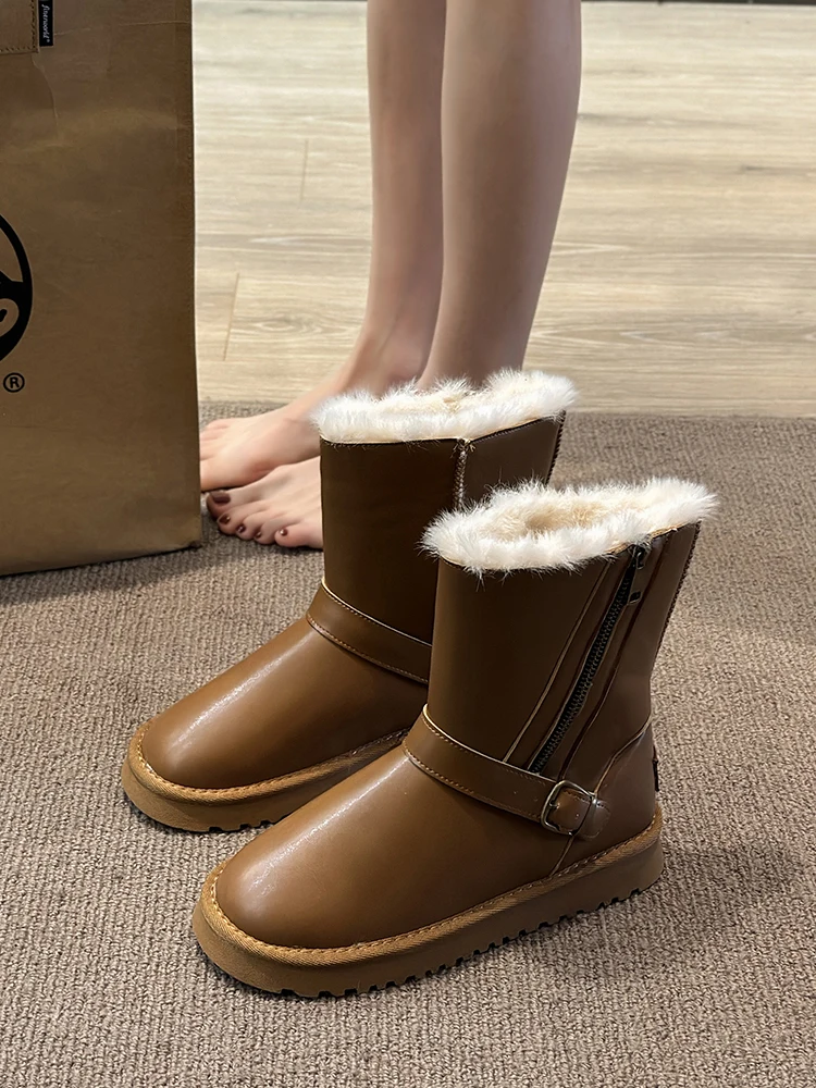 Женские сапоги для снежной погоды, обувь на платформе, сапоги-женская зимняя обувь, круглый носок, плоский каблук, плюшевая кожа 2023, резиновая средняя обувь
Женские сапоги для снежной погоды, обувь на платформе, сапоги-женская зимняя обувь, круглый носок, плоский каблук, плюшевая кожа 2023, резиновая средняя обувь