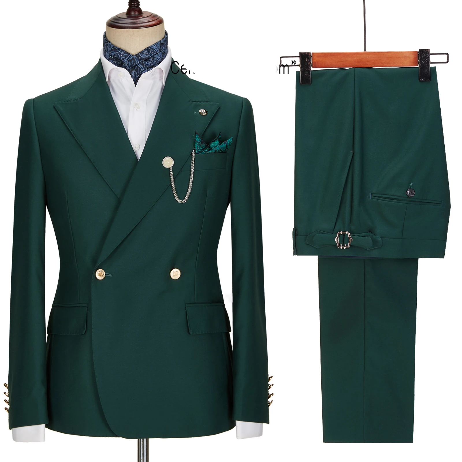 New Elegant Green Suits For Men 2 Golden Buttons Double Breasted Jacket And Pants For Wedding Party Peak Lapel Halloween
New Elegant Green Suits For Men 2 Golden Buttons Double Breasted Jacket And Pants For Wedding Party Peak Lapel Halloween