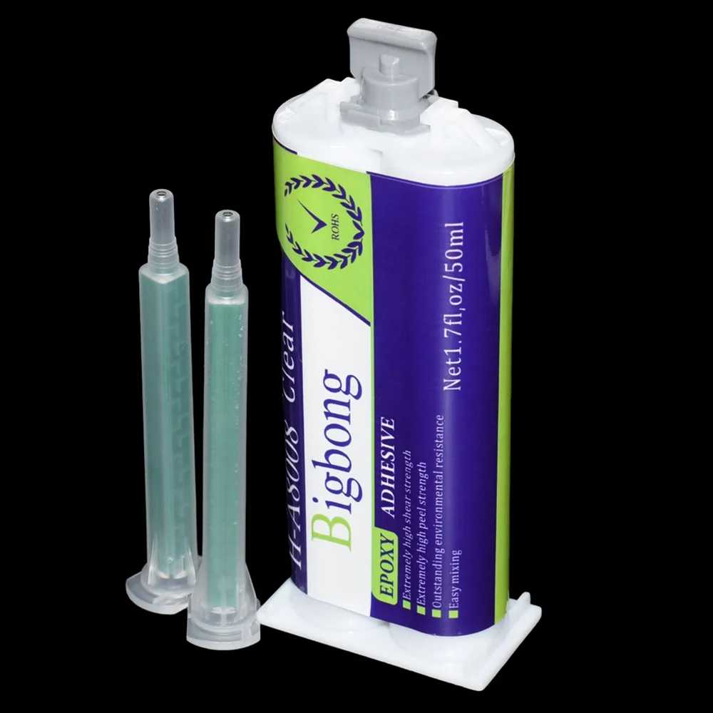 

Two-Component Adhesives Glue 50ml Transparent Epoxy Resin AB Glues 1:1 Strong Adhesive with 2pcs Mixed Tube Static Mixing Nozzle