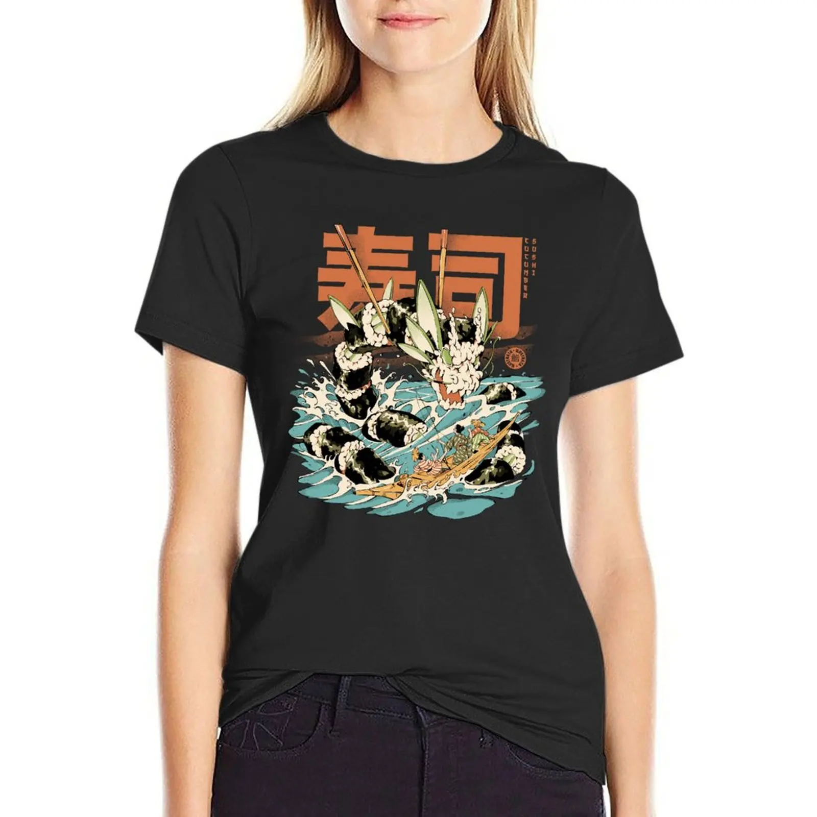 Cucumber Sushi Dragon - Black T-Shirt anime clothes funny plain workout shirts for Women
Cucumber Sushi Dragon - Black T-Shirt anime clothes funny plain workout shirts for Women