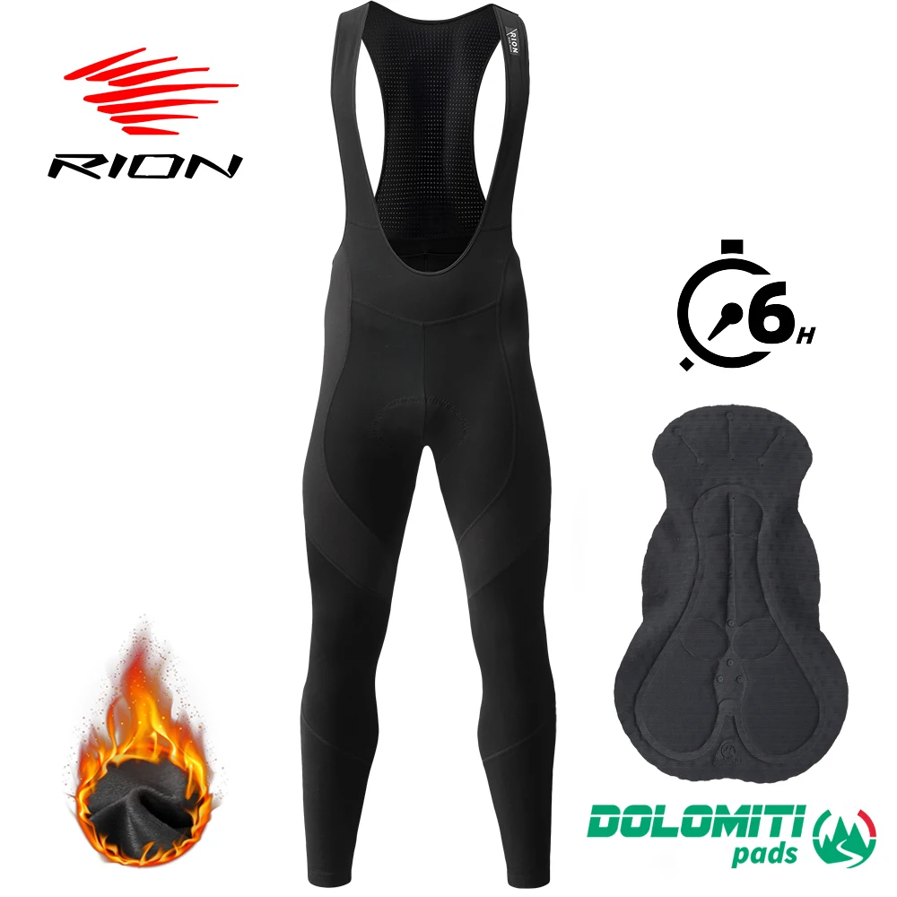 

RION Bicycle Pants Men Winter Thermal Cycling Trousers MTB Clothes Bike Bib Tights Mountain Bike Padded Bibs 6H Dolomiti 0°-15℃