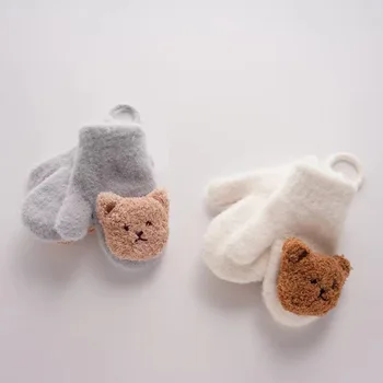 만화 곰 아기 장갑, 가을, 겨울, 따뜻한 어린이, 여아 장갑, 유아, 두꺼운 젖니 장갑