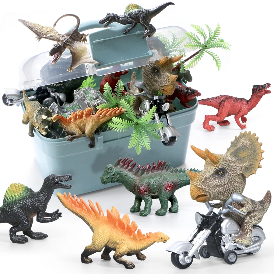 

Ручная роспись, модель динозавра, игрушечный набор с мотоциклом динозавра, набор диких животных с рокально-деревом, экшн-фигурки, игрушки