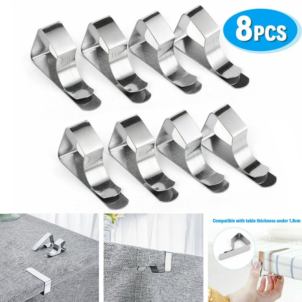 8Pcs Stainless Steel Tablecloth Clamps Tablecloth Clamps Holder Clip Non-slip Securing Promenade Table Cloth Cover Fix Clips
8Pcs Stainless Steel Tablecloth Clamps Tablecloth Clamps Holder Clip Non-slip Securing Promenade Table Cloth Cover Fix Clips