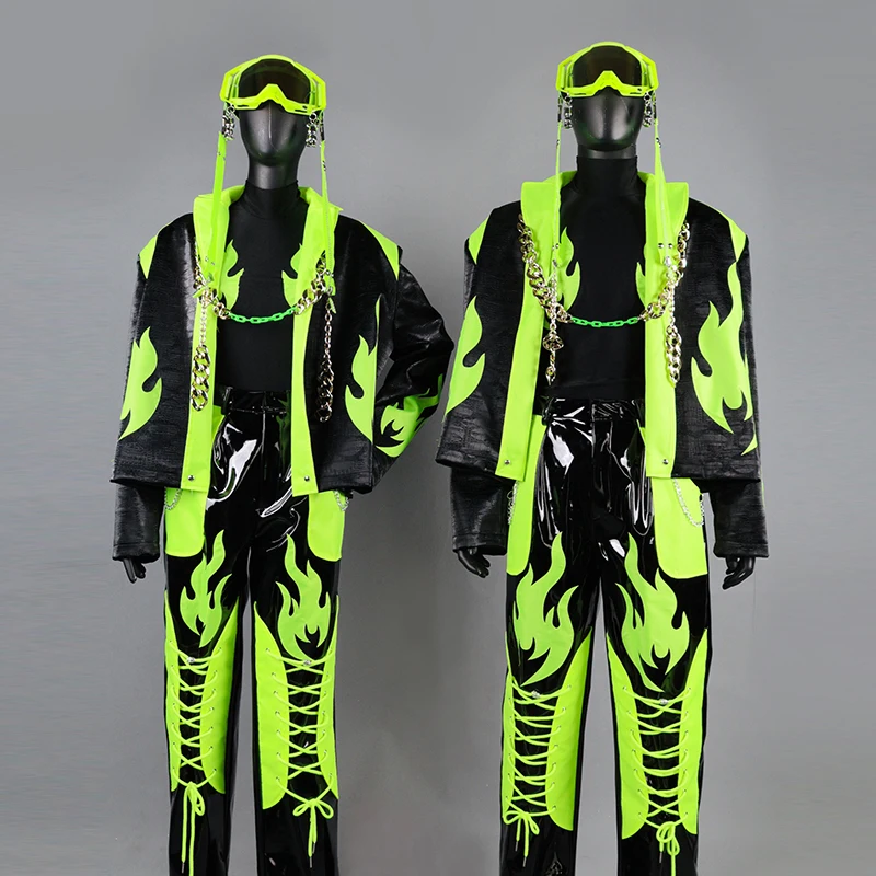 Fluorescent Green Flame Dancer Stage Costume Hip Hop Clothes Adult Festival Suit Gogo Dance Clothing Party Rave Outfit
Fluorescent Green Flame Dancer Stage Costume Hip Hop Clothes Adult Festival Suit Gogo Dance Clothing Party Rave Outfit
