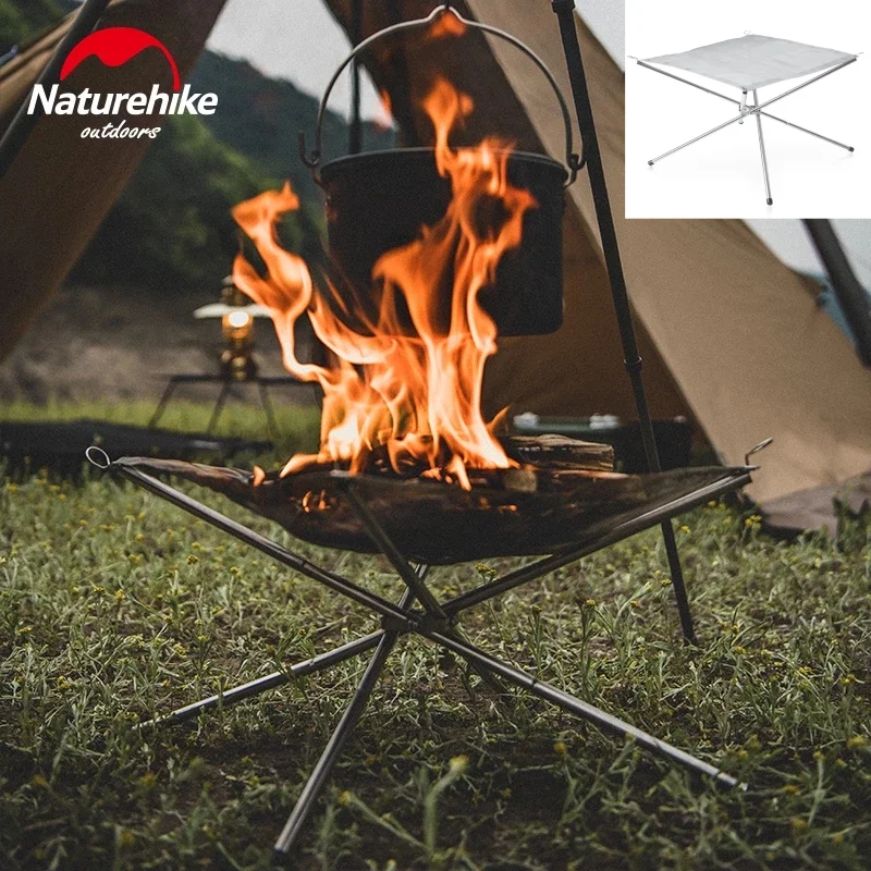 

Naturehike Outdoor Fire Pit Burning Rack Camping Stainless Steel Mesh Fireplace Folding BBQ Grill for Heating Cooking Bonfire