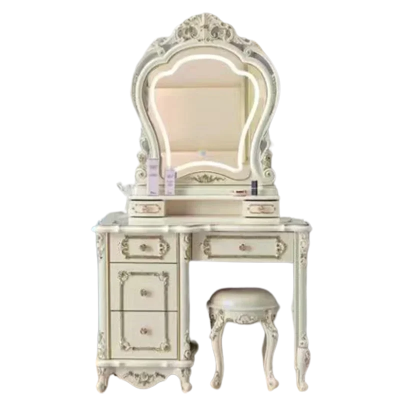 

Винтажный шкаф со светодиодной подсветкой в эстетике, деревянный роскошный ящик, мебель для спальни, макияжа, туалетный столик для отеля, мебель для спальни