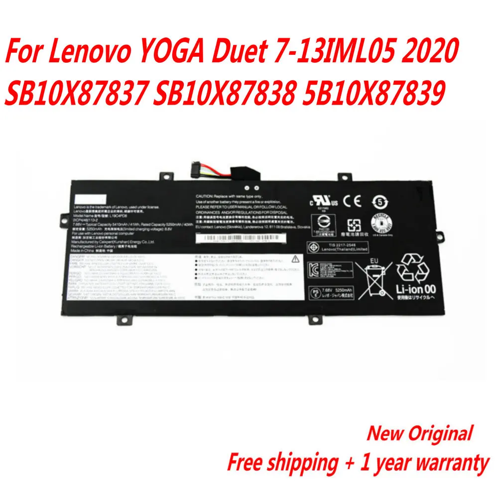 Original L19M4PD8 2ICP4/46/113-2 Laptop Battery For Lenovo YOGA Duet 7-13IML05 2020 SB10X87837 SB10X87838 5B10X87839
Original L19M4PD8 2ICP4/46/113-2 Laptop Battery For Lenovo YOGA Duet 7-13IML05 2020 SB10X87837 SB10X87838 5B10X87839