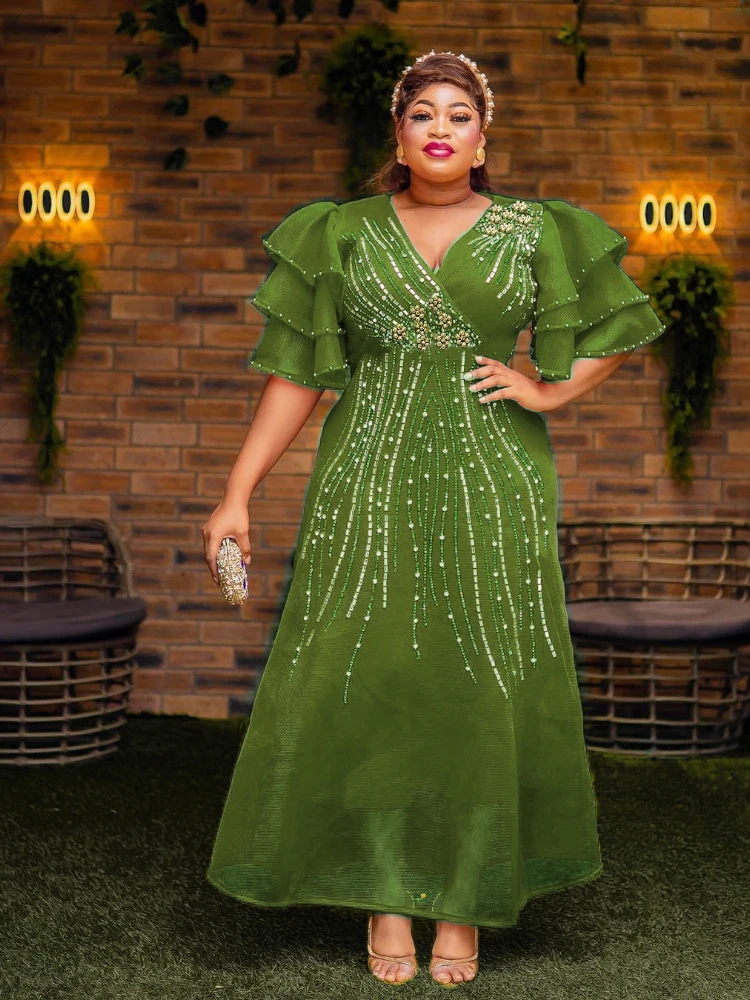 African Party Evening Wedding Dresses for Women Summer African Short Sleeve V-neck Maxi Gowns L-3XL Dashiki African Dresses
African Party Evening Wedding Dresses for Women Summer African Short Sleeve V-neck Maxi Gowns L-3XL Dashiki African Dresses
