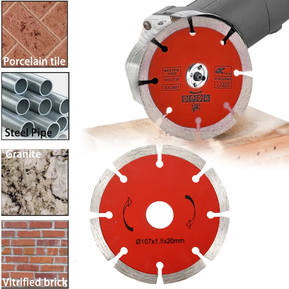 Diamond Saw Blade 107mm Dry-Cut Disc For Angle Grinder Cutting Concrete Ceramic Practical Tool Accessories
Diamond Saw Blade 107mm Dry-Cut Disc For Angle Grinder Cutting Concrete Ceramic Practical Tool Accessories
