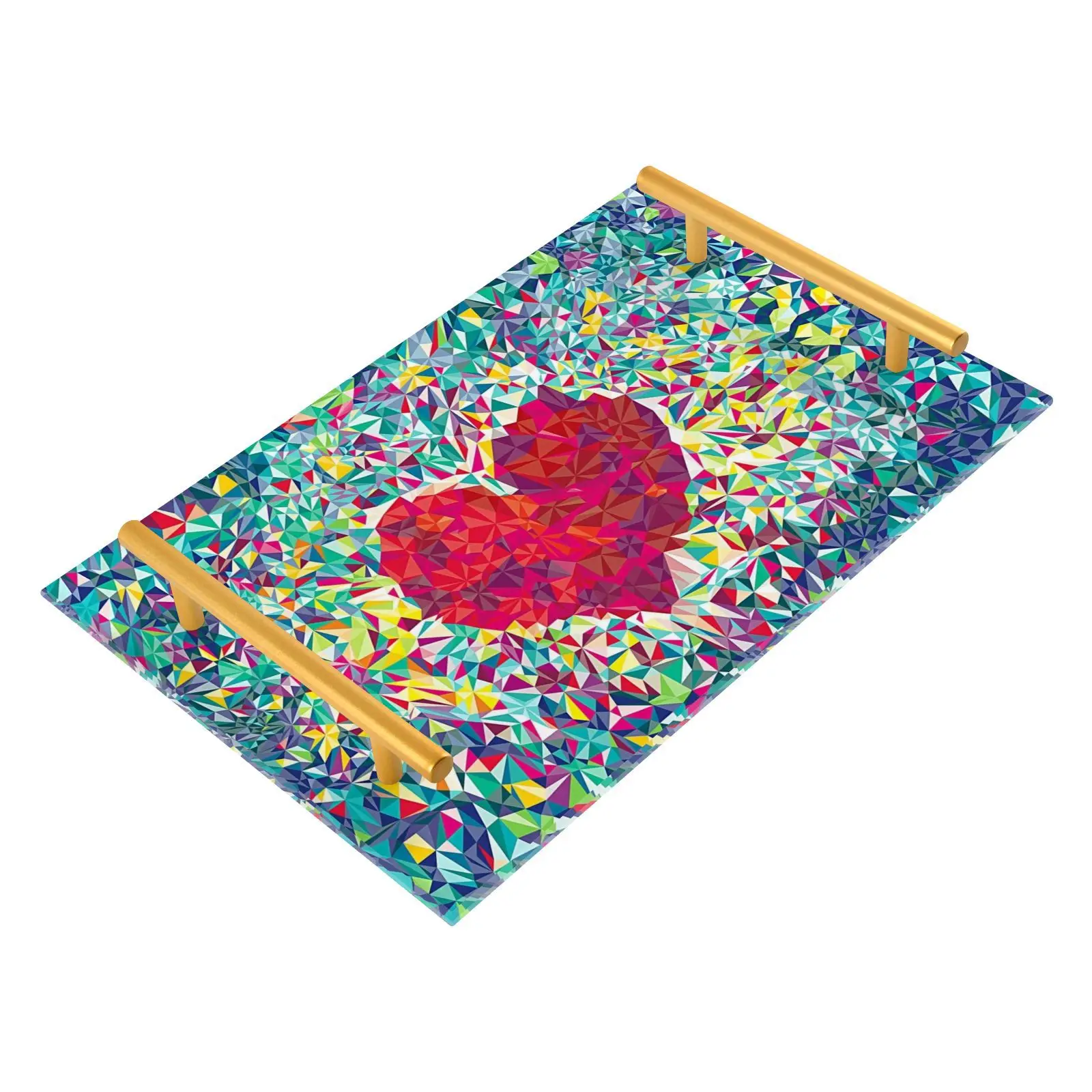 Colorful Heart Print Bathroom Sink Vanity Tray With Golden Handle Household Decorative Storage Tray For Kitchen Display Plate
Colorful Heart Print Bathroom Sink Vanity Tray With Golden Handle Household Decorative Storage Tray For Kitchen Display Plate