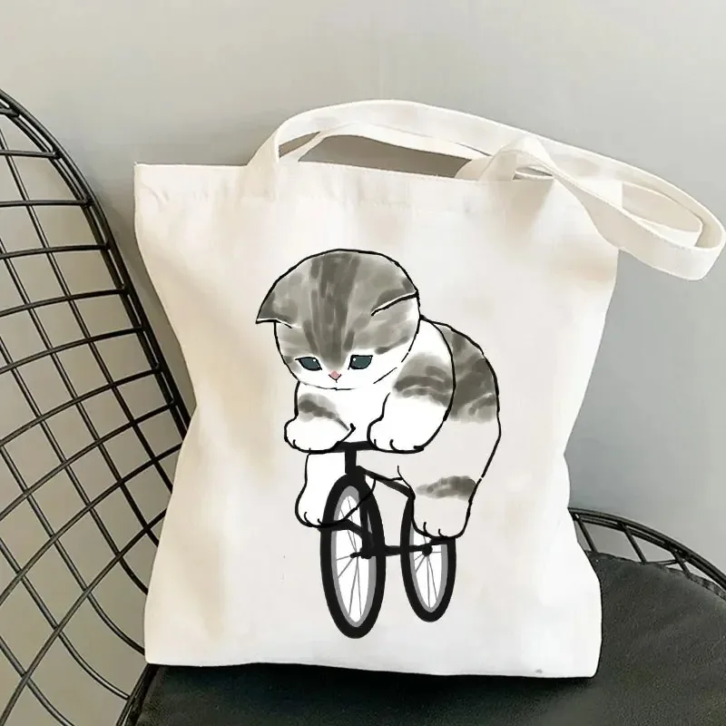 Cute Cat Print Tote Bag - Large Capacity Shopping Bag 15 S8a8f6307913c4aa9ba06b589173c12f2N