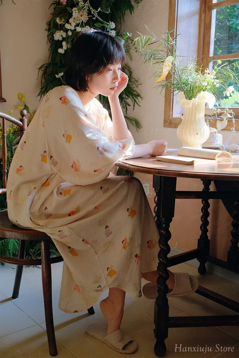 Hanxiuju Vintage Long Sleeve Nightgowns For Women Soft Viscose Cotton Nightwear Ladies Elegant Dress Spring Autumn 19 S8a9066ed4d724984b36a0fdbcb20da434