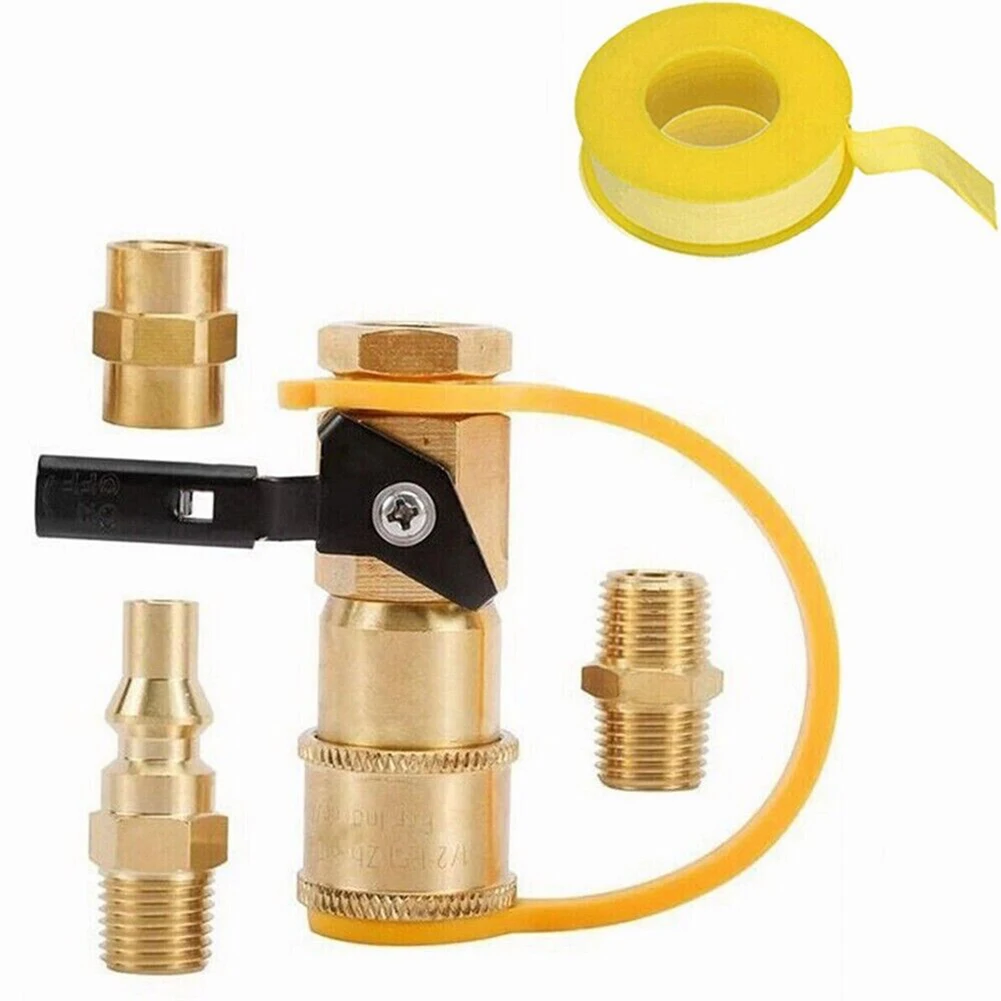 

Propane Hose Adapter Kit 5Pcs Set with Quick Connect Fittings Perfect for RV BBQ Grill Strong and Durable Brass Adapters