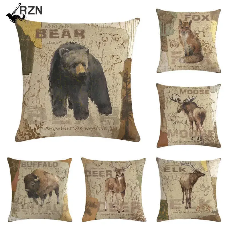 45x45cm Animal Polyester Cushion Cover Bear Pillowcase Wolf Owl Fox Moose Deer Elk Vintage Throw Pillow Cover
45x45cm Animal Polyester Cushion Cover Bear Pillowcase Wolf Owl Fox Moose Deer Elk Vintage Throw Pillow Cover