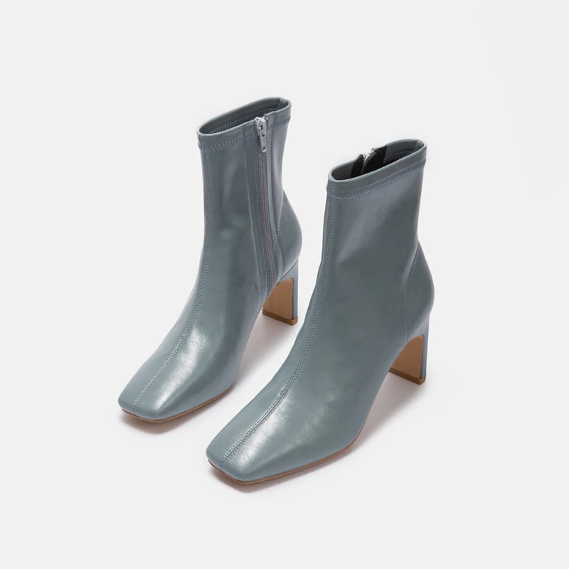 Spring and Autumn New Solid Color Leather Chunky Heel Zipper Boots Women's Elastic Square Toe High Heel Ankle Boots
Spring and Autumn New Solid Color Leather Chunky Heel Zipper Boots Women's Elastic Square Toe High Heel Ankle Boots