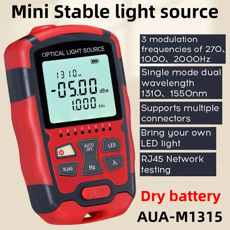 COMPTYCO AUA-M1315 Stable Light Source Optical Fiber Tool Single Mode(1310/1550nm)Built-in LED Lighting and Rj45 Network Testing
COMPTYCO AUA-M1315 Stable Light Source Optical Fiber Tool Single Mode(1310/1550nm)Built-in LED Lighting and Rj45 Network Testing