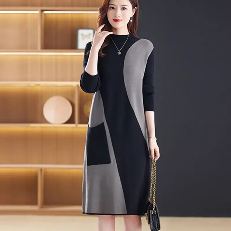 Patchwork Pockets Women Oversize Knit Dress 2024 New Autumn Winter Clothes Fashion Elegant O-Neck Female Slim Bottom Sweater
Patchwork Pockets Women Oversize Knit Dress 2024 New Autumn Winter Clothes Fashion Elegant O-Neck Female Slim Bottom Sweater