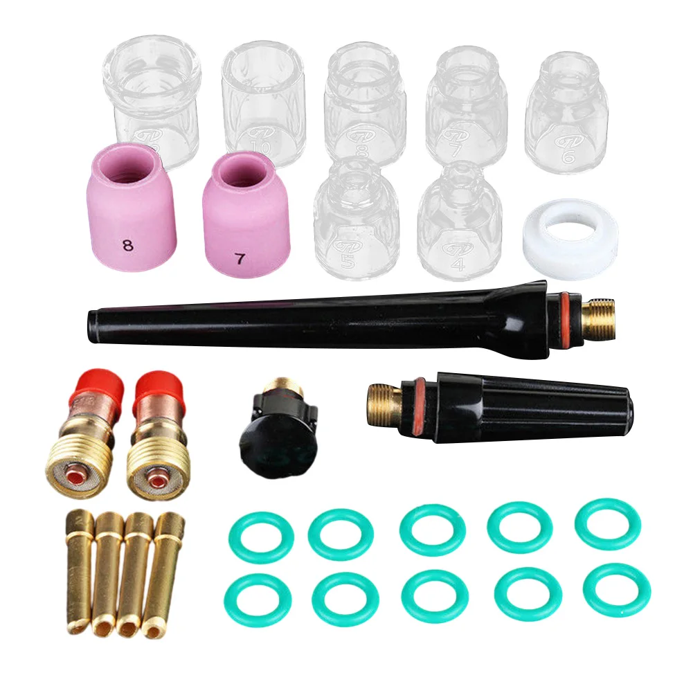 Achieve Flawless Welds with the 29 piece TIG Welding Torch Stubby Saver Gas Lens Cup Kit Suitable for Tig WP17/18/26
Achieve Flawless Welds with the 29 piece TIG Welding Torch Stubby Saver Gas Lens Cup Kit Suitable for Tig WP17/18/26