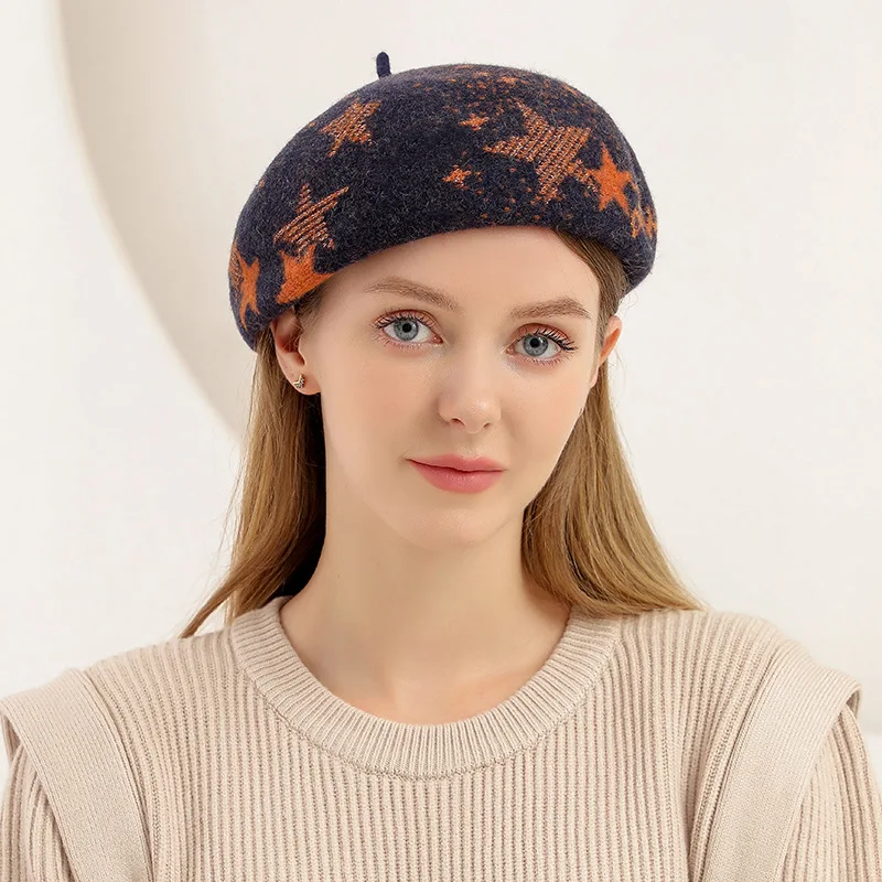 Wool Beret Autumn and winter Japanese style British elegant Beret hat Wool felt jacquard Star River Korean women's beret
Wool Beret Autumn and winter Japanese style British elegant Beret hat Wool felt jacquard Star River Korean women's beret