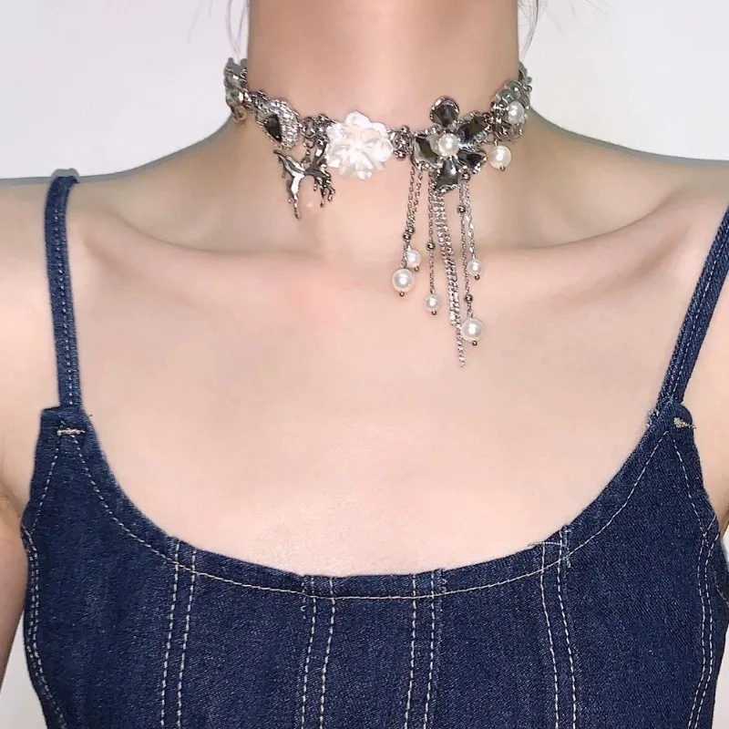 

New Necklaces, Pearl Tassels, Hip-Hop, Niche Retro Design, Light Luxury Style Collarbone Chain Accessories