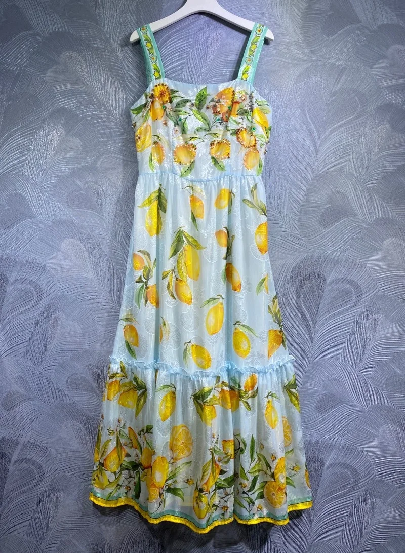 New 2023 Summer Long Dress High Quality Ladies Vintage Jacquard Prints Beading Deco Sexy Sleeveless Blue Dress Party Club Wear
New 2023 Summer Long Dress High Quality Ladies Vintage Jacquard Prints Beading Deco Sexy Sleeveless Blue Dress Party Club Wear